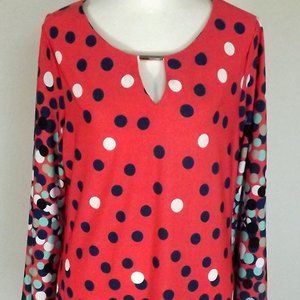 Red Polka Dot Knee-Length Dress Size L
